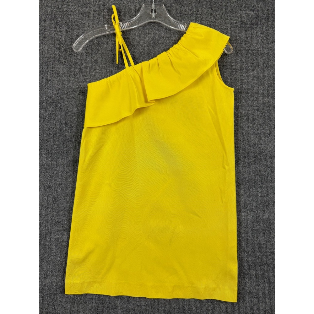 J.Crew Crewcuts Girls Yellow One Shoulder Ruffle Top 10 Kids Vacation Tropical